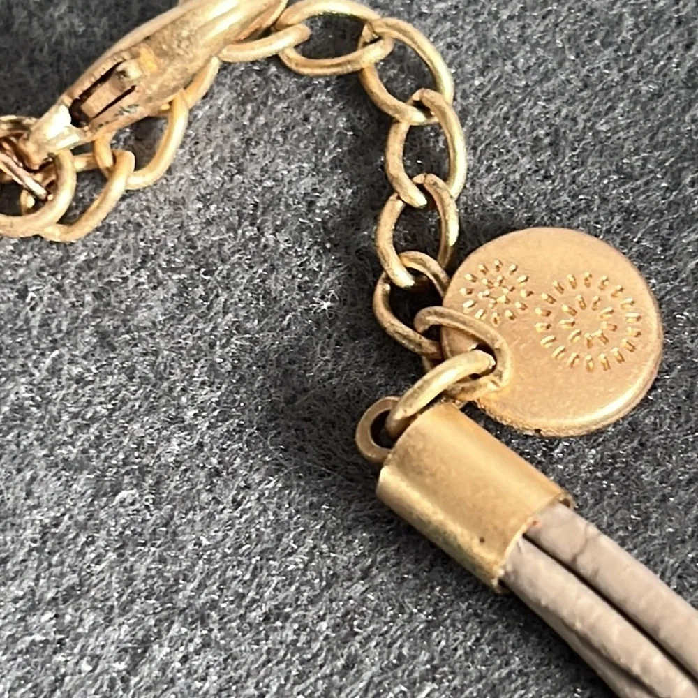 Dansk Smykkekunst gold with rhinestones and blush leather necklace